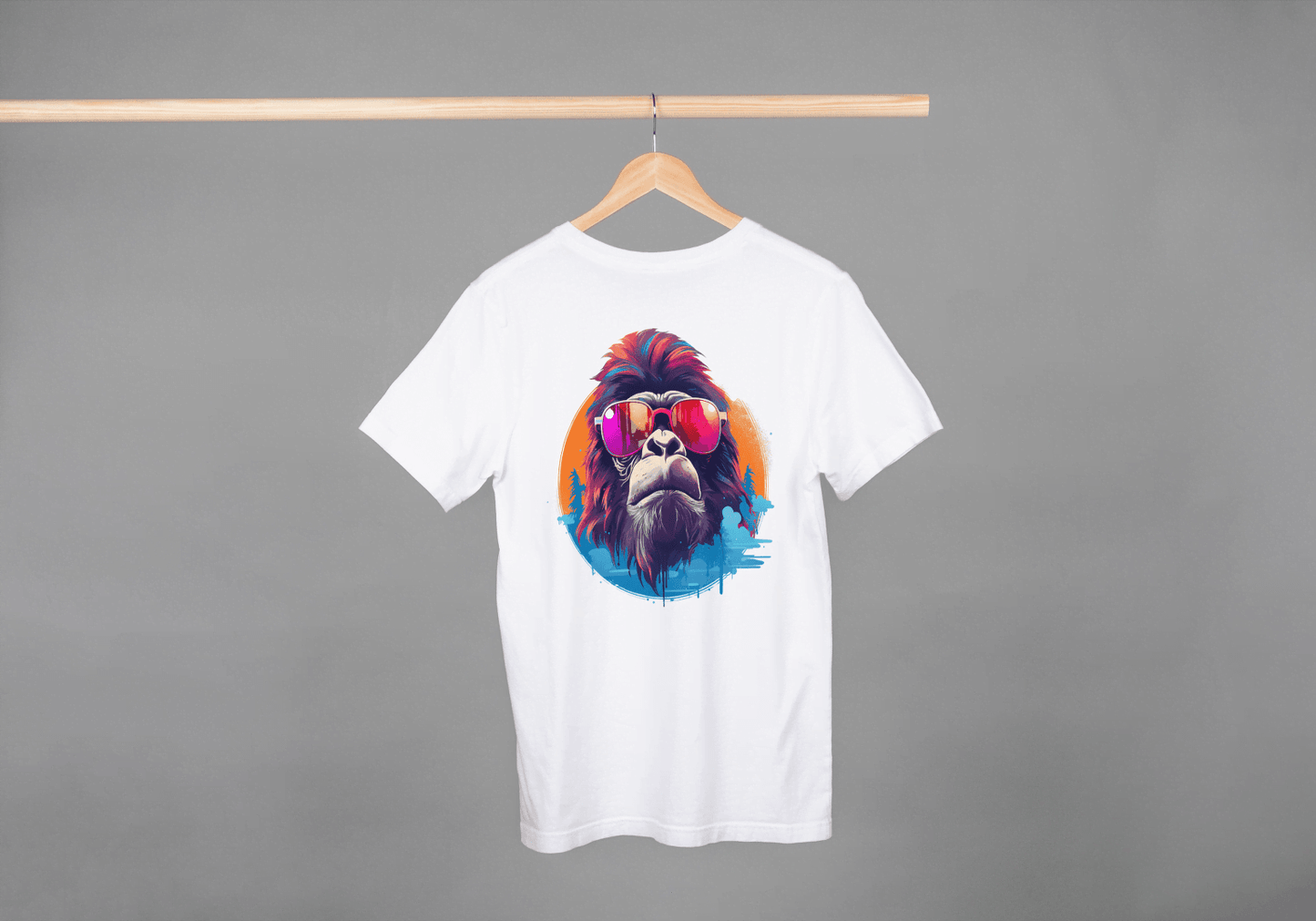 Cool Gorilla Sunglasses: Vibrant Animal Graphic Tee - Essentia Attire