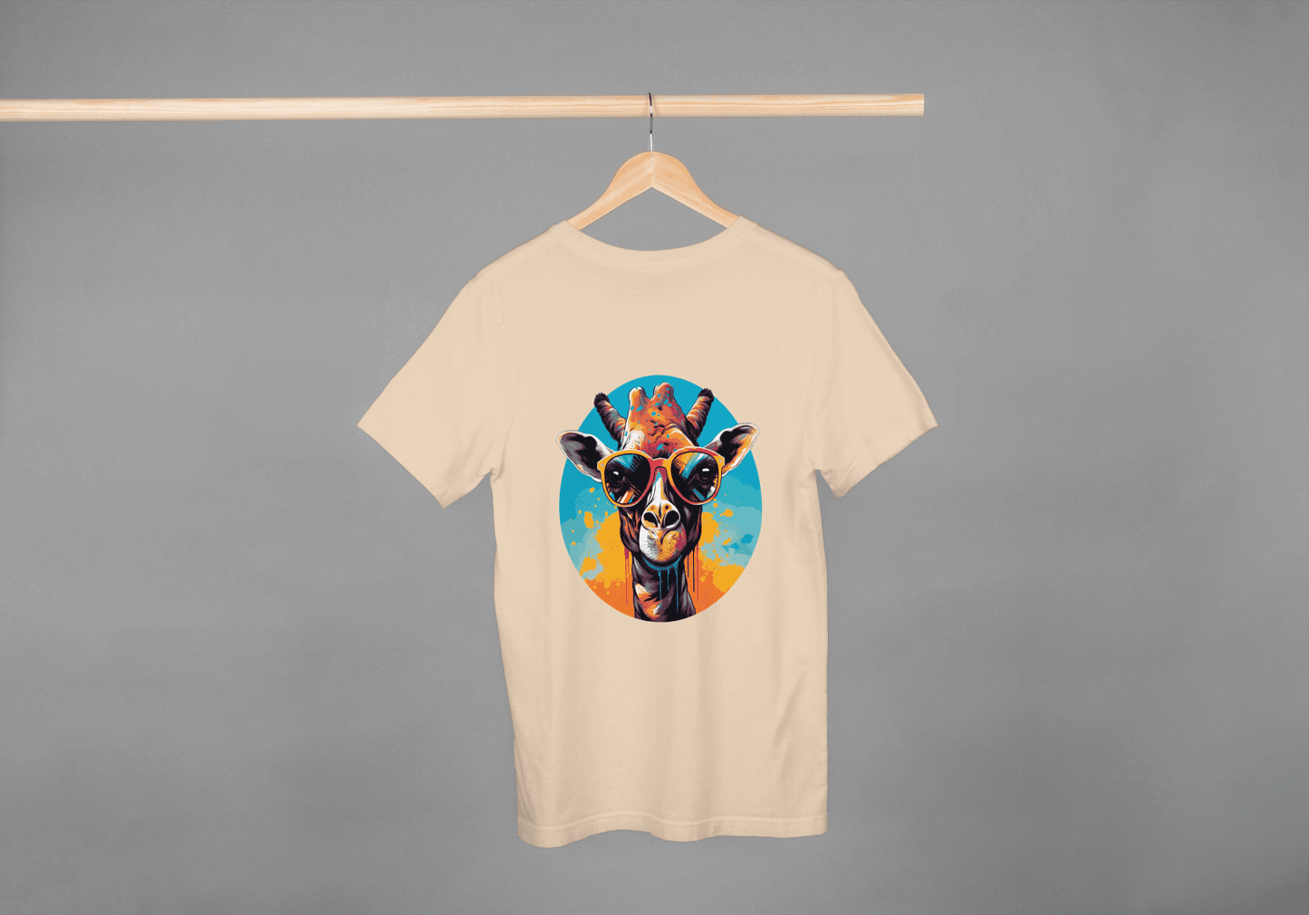 Cool Giraffe Sunglasses: Vibrant Animal Graphic Tee - Essentia Attire