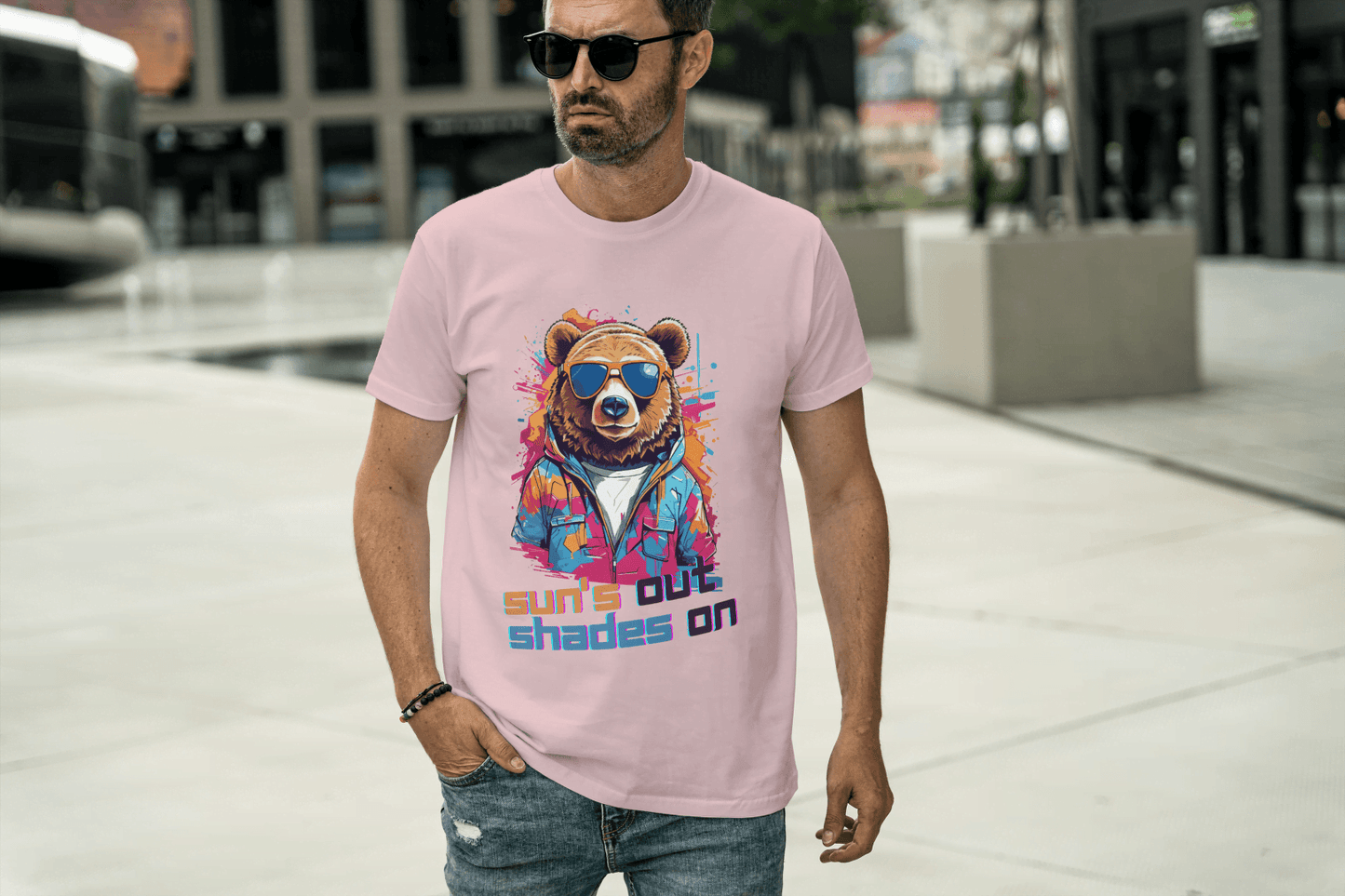 Sun's Out Shades On Bear Tee - Essentia Attire
