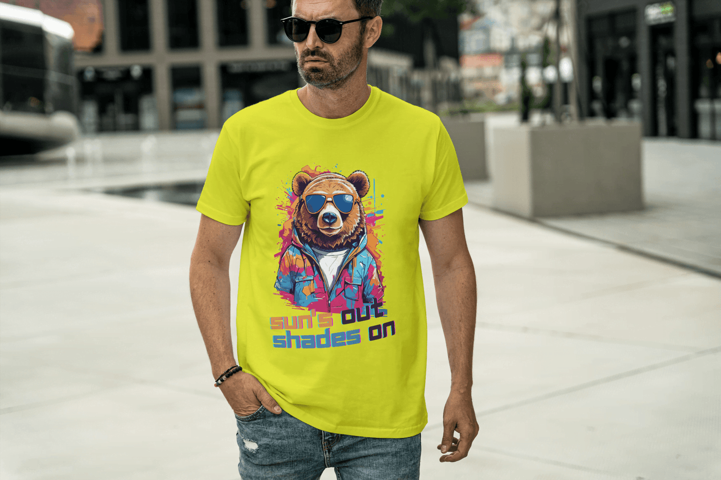 Sun's Out Shades On Bear Tee - Essentia Attire