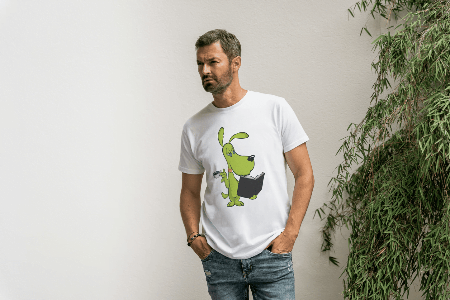 Funny Smart Dog: Coffee & Book Lover Canine Tee - Essentia Attire
