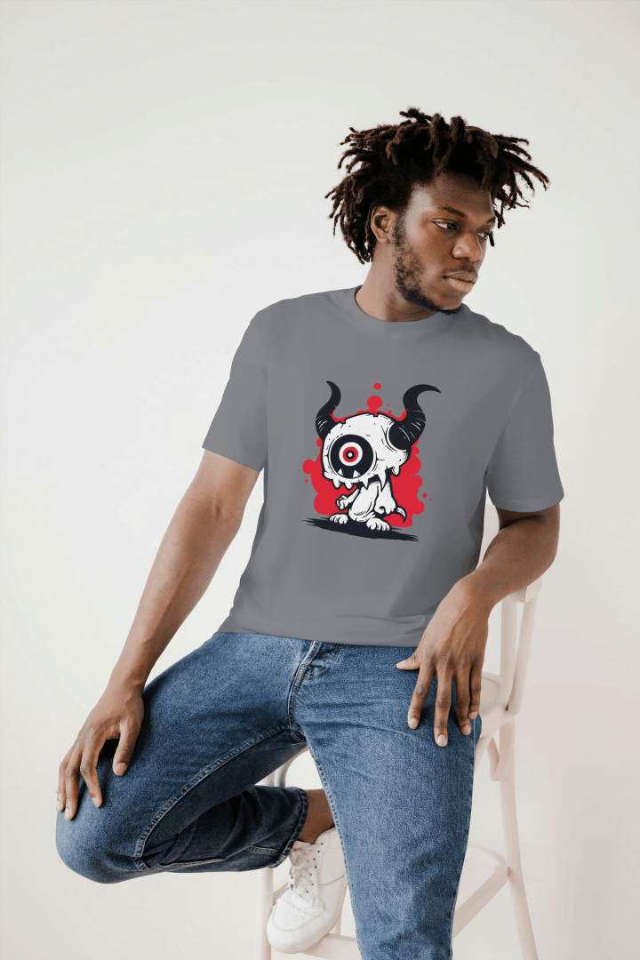 One-Eyed Horned Monster: Edgy Creature Graphic Tee - Essentia Attire