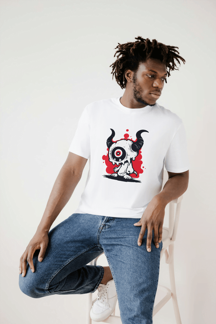 One-Eyed Horned Monster: Edgy Creature Graphic Tee - Essentia Attire