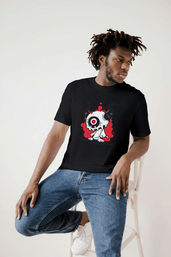 One-Eyed Horned Monster: Edgy Creature Graphic Tee - Essentia Attire