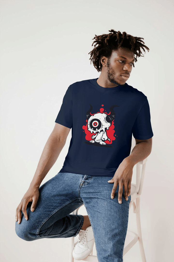 One-Eyed Horned Monster: Edgy Creature Graphic Tee - Essentia Attire