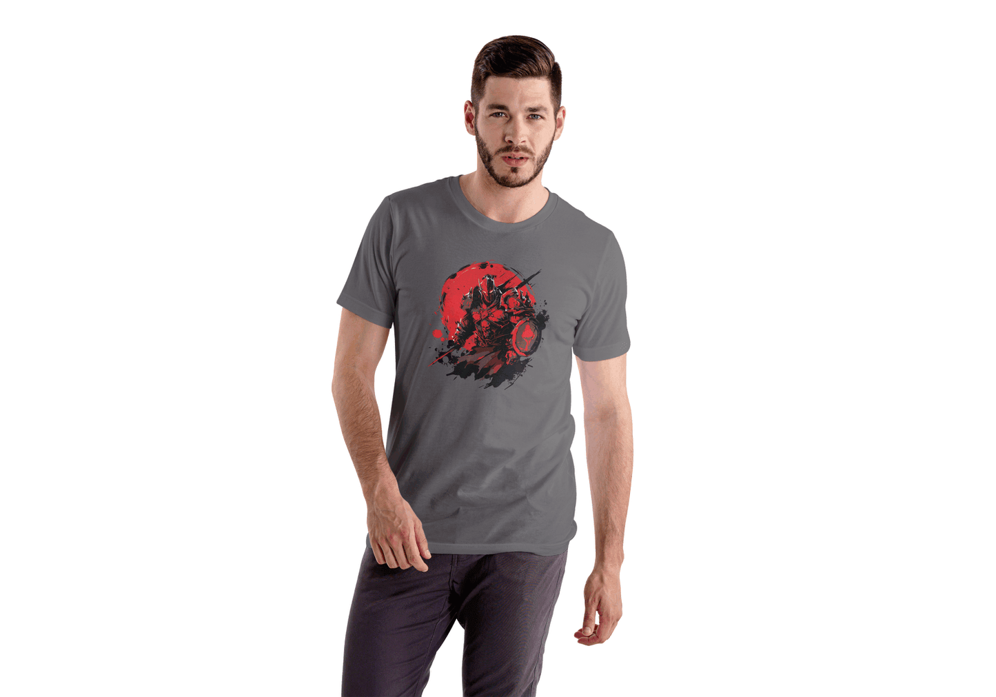 Red Sun Warrior: Samurai Battle Stance Tee - Essentia Attire