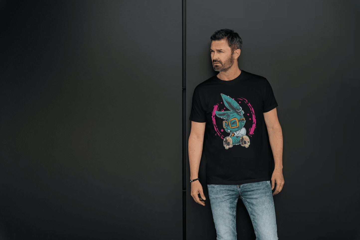 Punk Rock Rabbit: Artistic Animal Print Tee - Essentia Attire