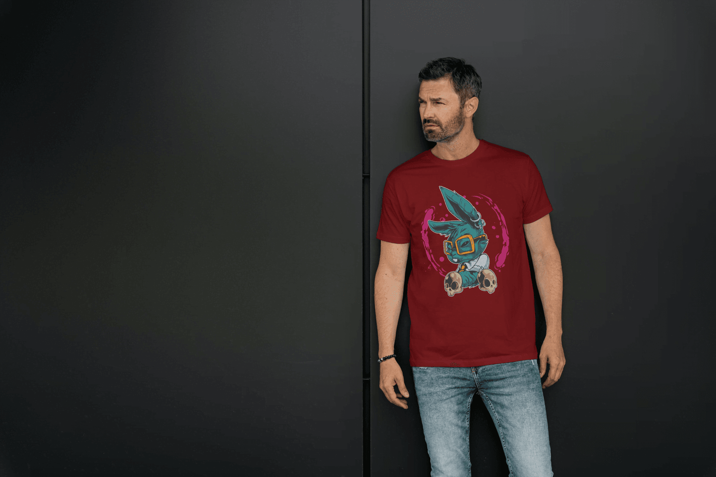 Punk Rock Rabbit: Artistic Animal Print Tee - Essentia Attire