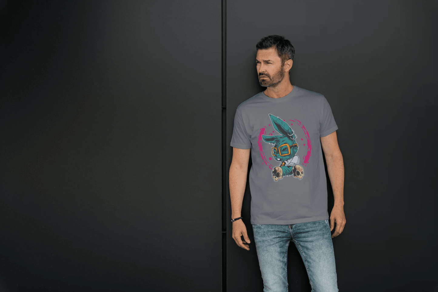 Punk Rock Rabbit: Artistic Animal Print Tee - Essentia Attire