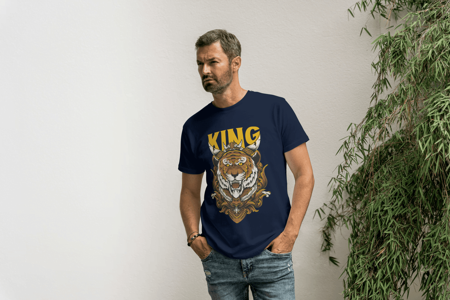 Powerful Tiger with Crown: Big Cat Lover - Essentia Attire