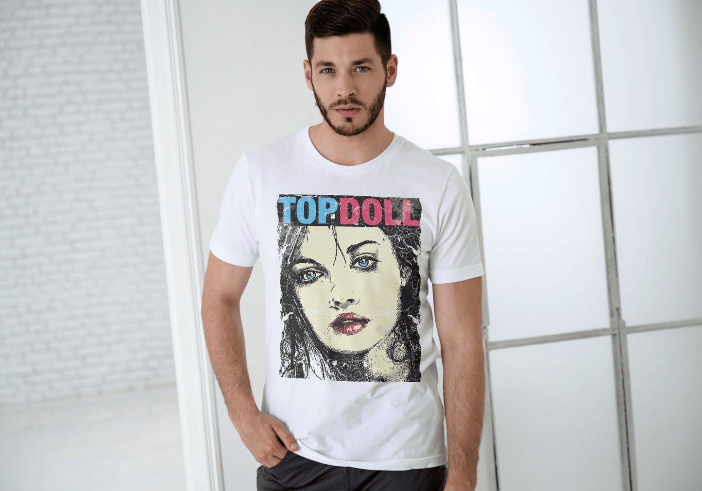 Distressed Style Face Tee: Unique Artistic Graphic - Essentia Attire