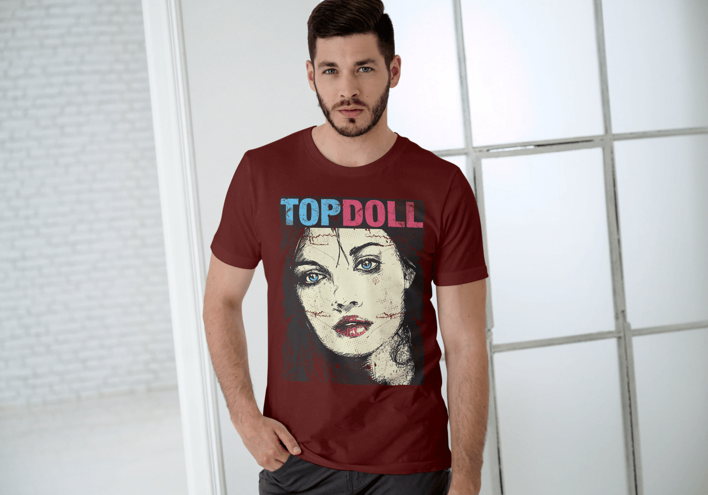 Distressed Style Face Tee: Unique Artistic Graphic - Essentia Attire