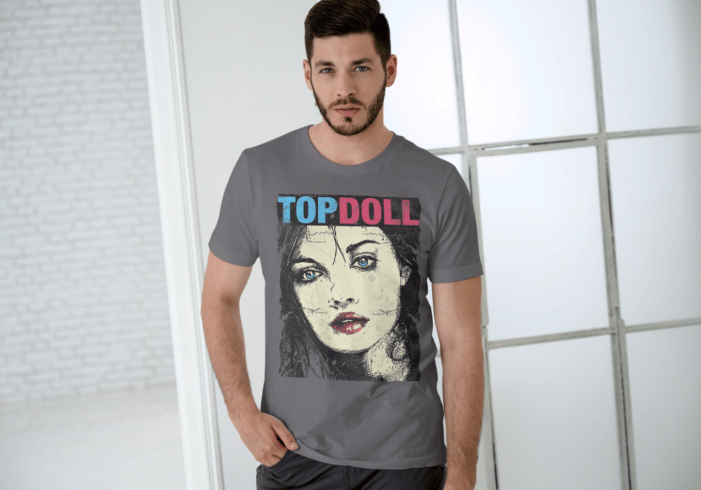 Distressed Style Face Tee: Unique Artistic Graphic - Essentia Attire