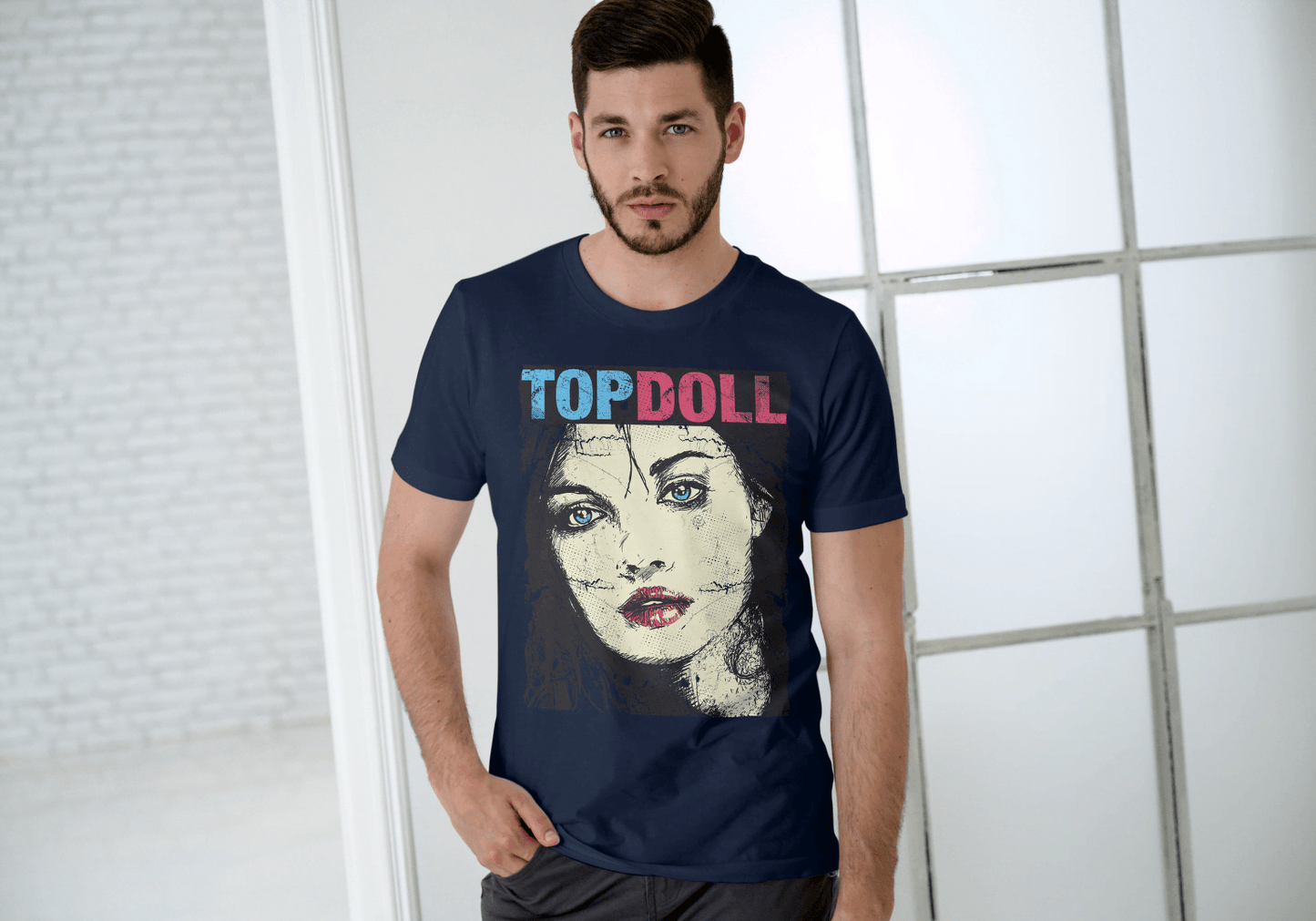 Distressed Style Face Tee: Unique Artistic Graphic - Essentia Attire