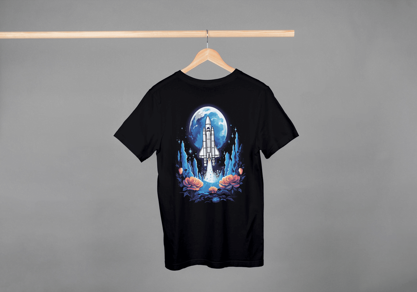 Space Shuttle Launch: Cosmic Nebula Graphic Tee - Essentia Attire