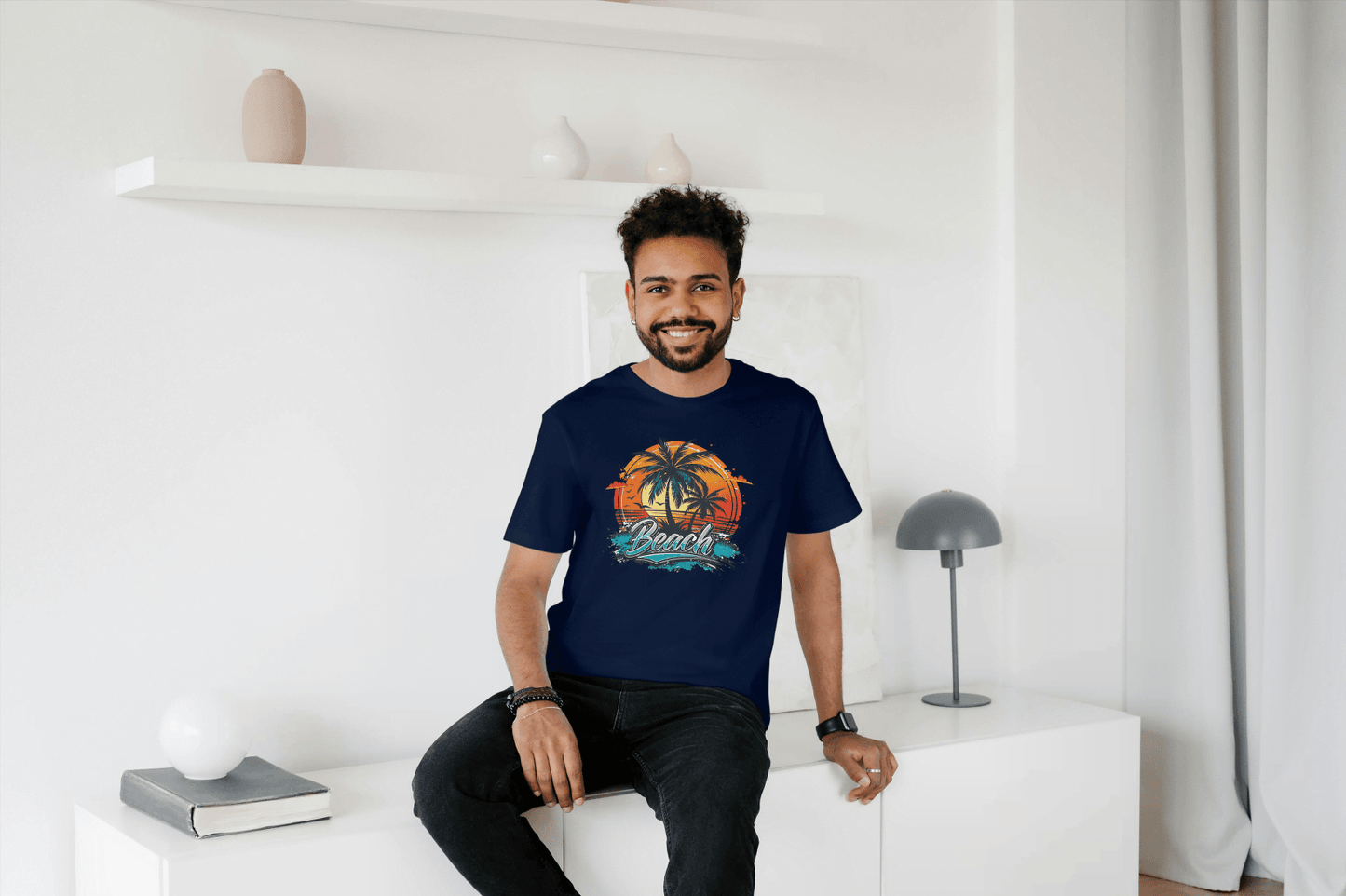 Beach Sunset Palm Tree: Tropical Summer Vibes Tee - Essentia Attire
