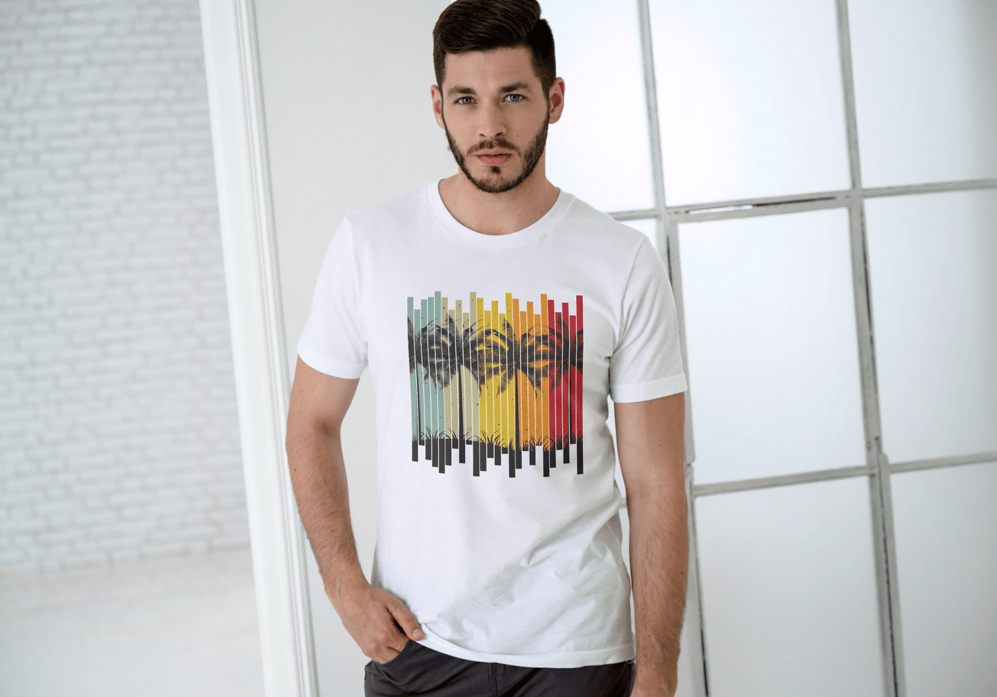 Tropical Palm Tree Beach: Summer Island Vibes Tee - Essentia Attire