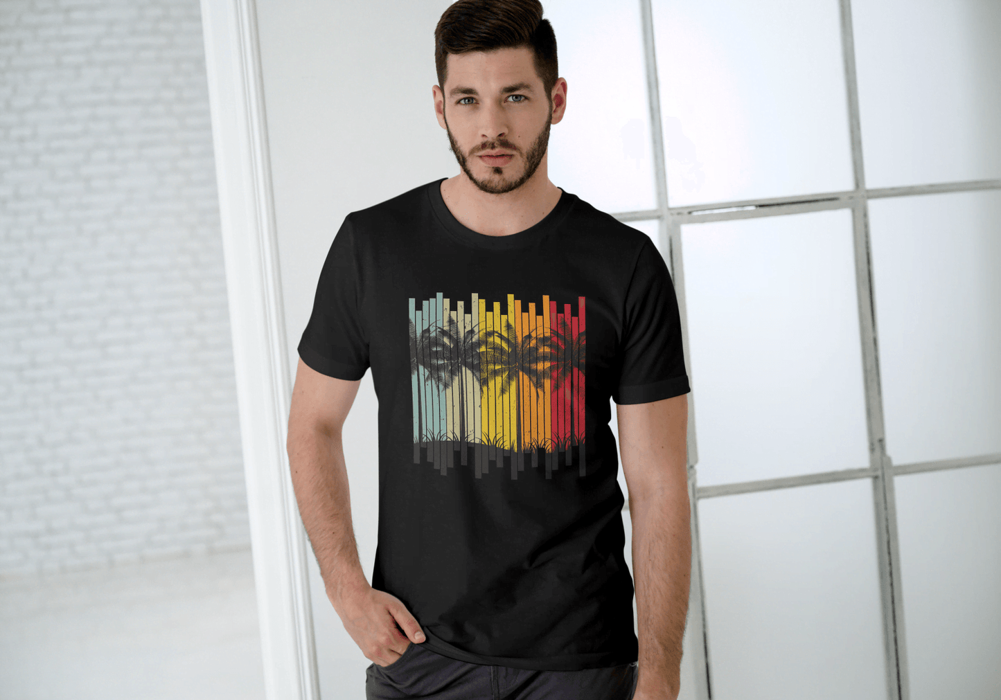Tropical Palm Tree Beach: Summer Island Vibes Tee - Essentia Attire