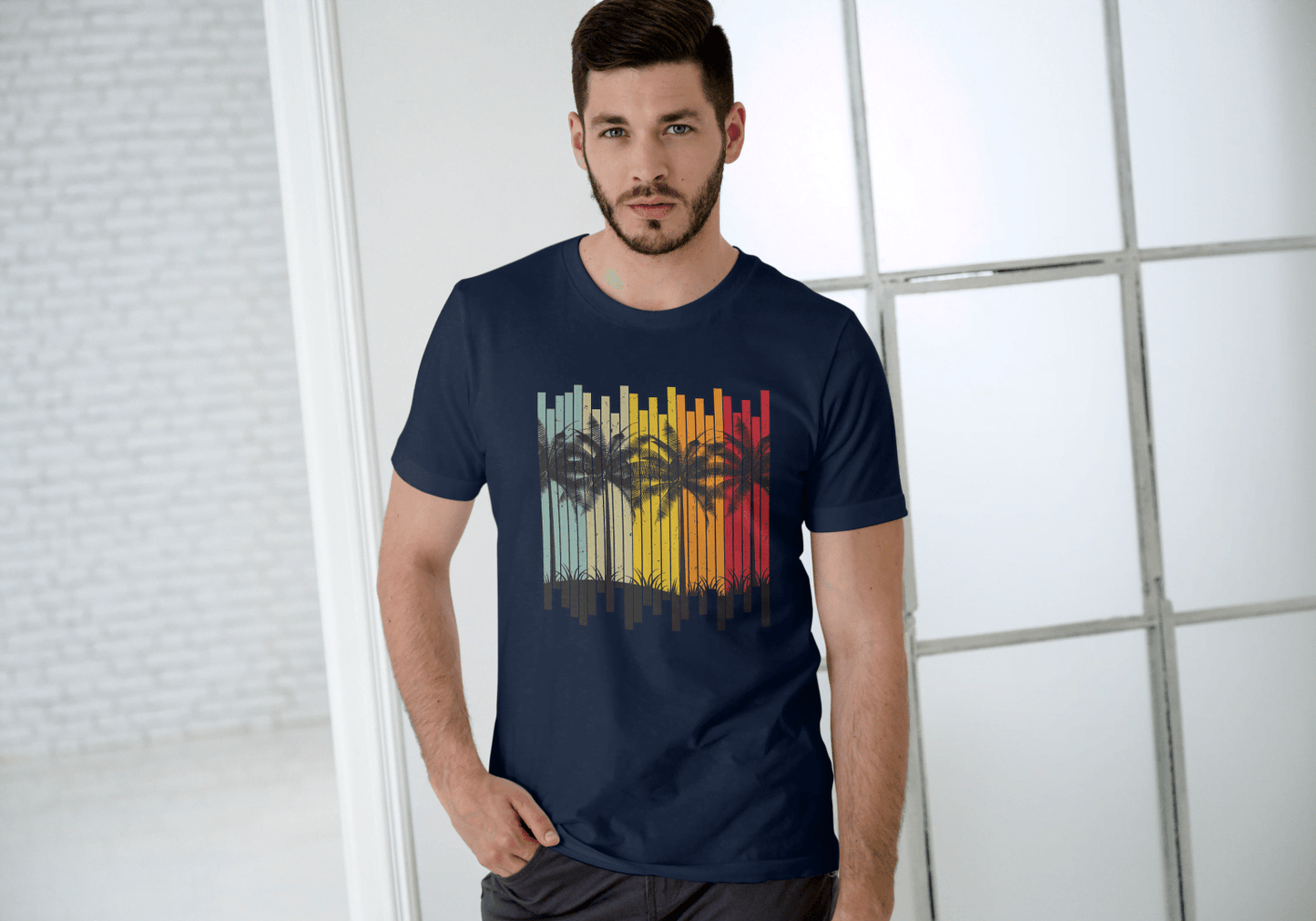 Tropical Palm Tree Beach: Summer Island Vibes Tee - Essentia Attire