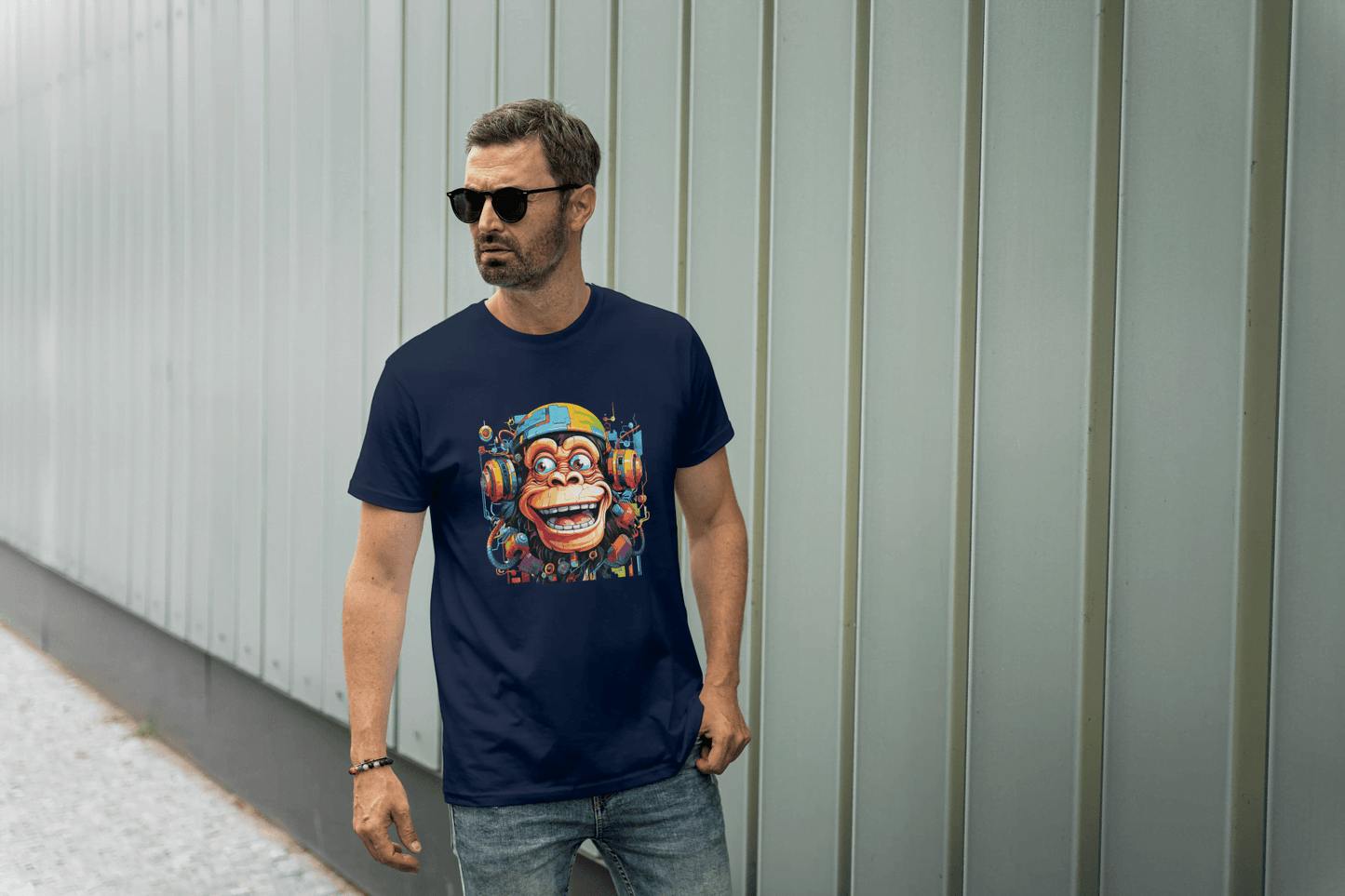 Vibrant DJ Monkey: Happy Music Lover Tee - Essentia Attire