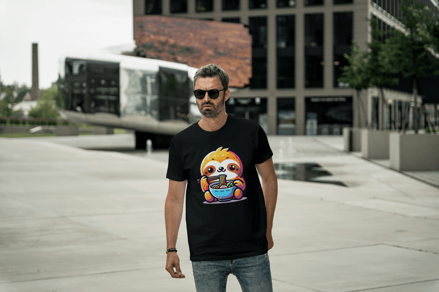Cute Sloth Ramen: Noodle Lover Graphic Tee - Essentia Attire