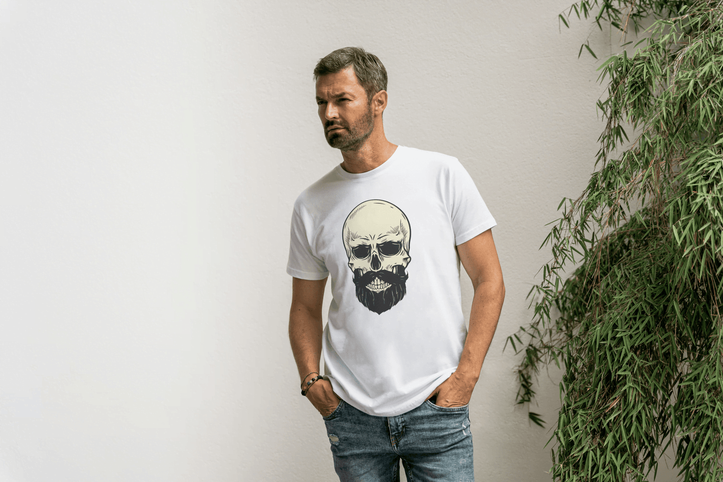 Bearded Skull Graphic: Edgy Biker Style Tee - Essentia Attire
