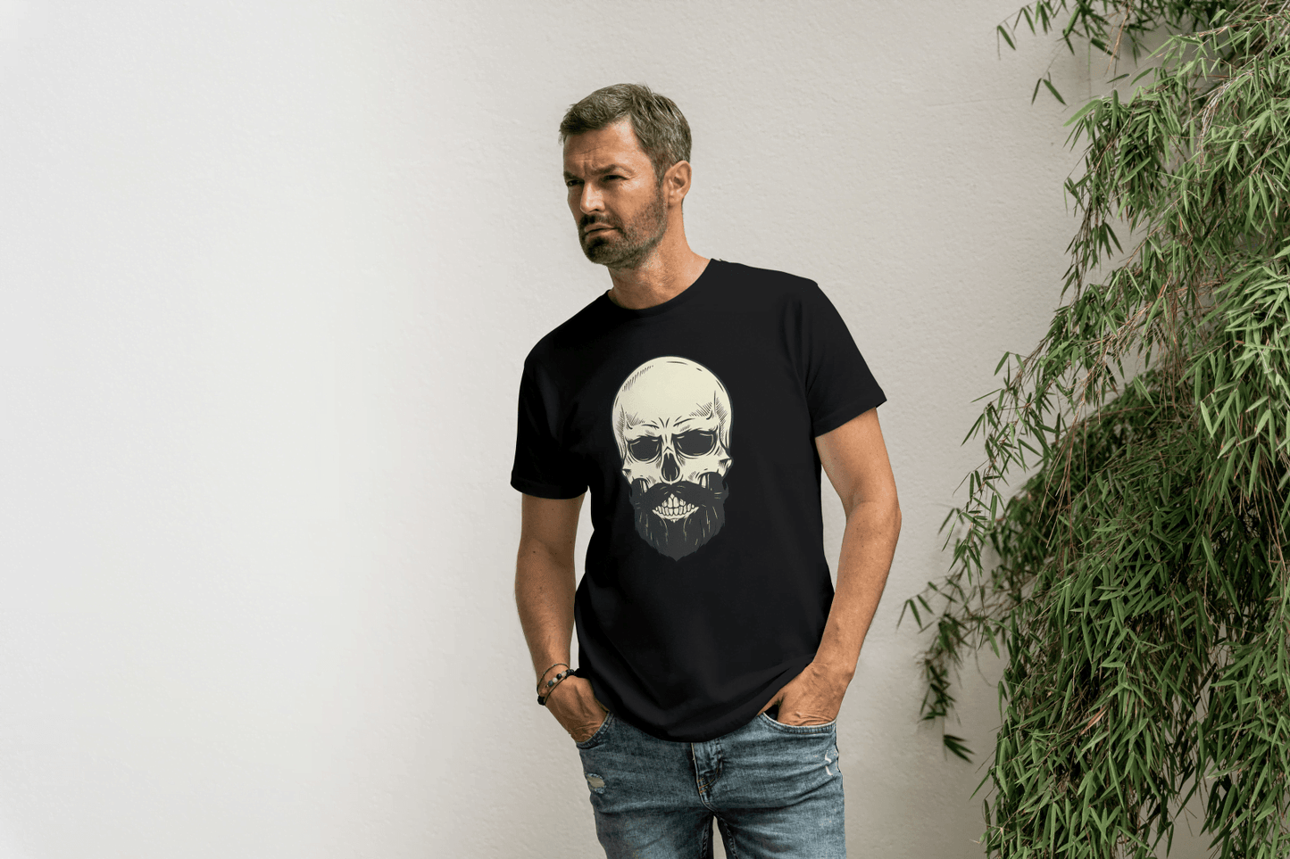 Bearded Skull Graphic: Edgy Biker Style Tee - Essentia Attire