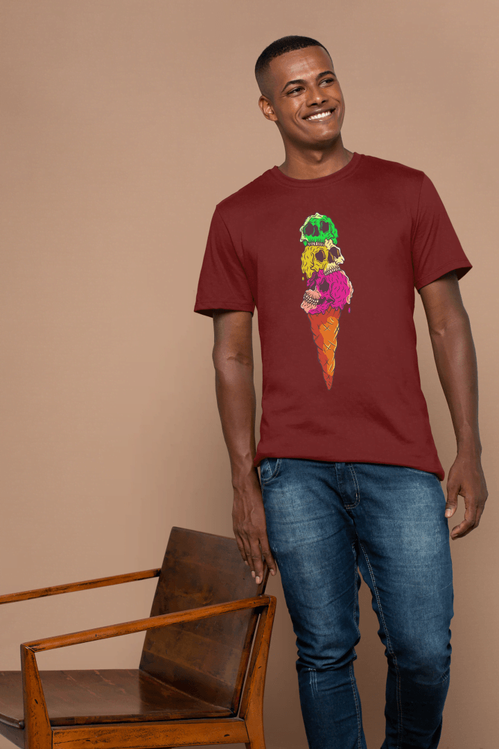 Skull Ice Cream Cone: Goth Pastel Dessert Tee - Essentia Attire