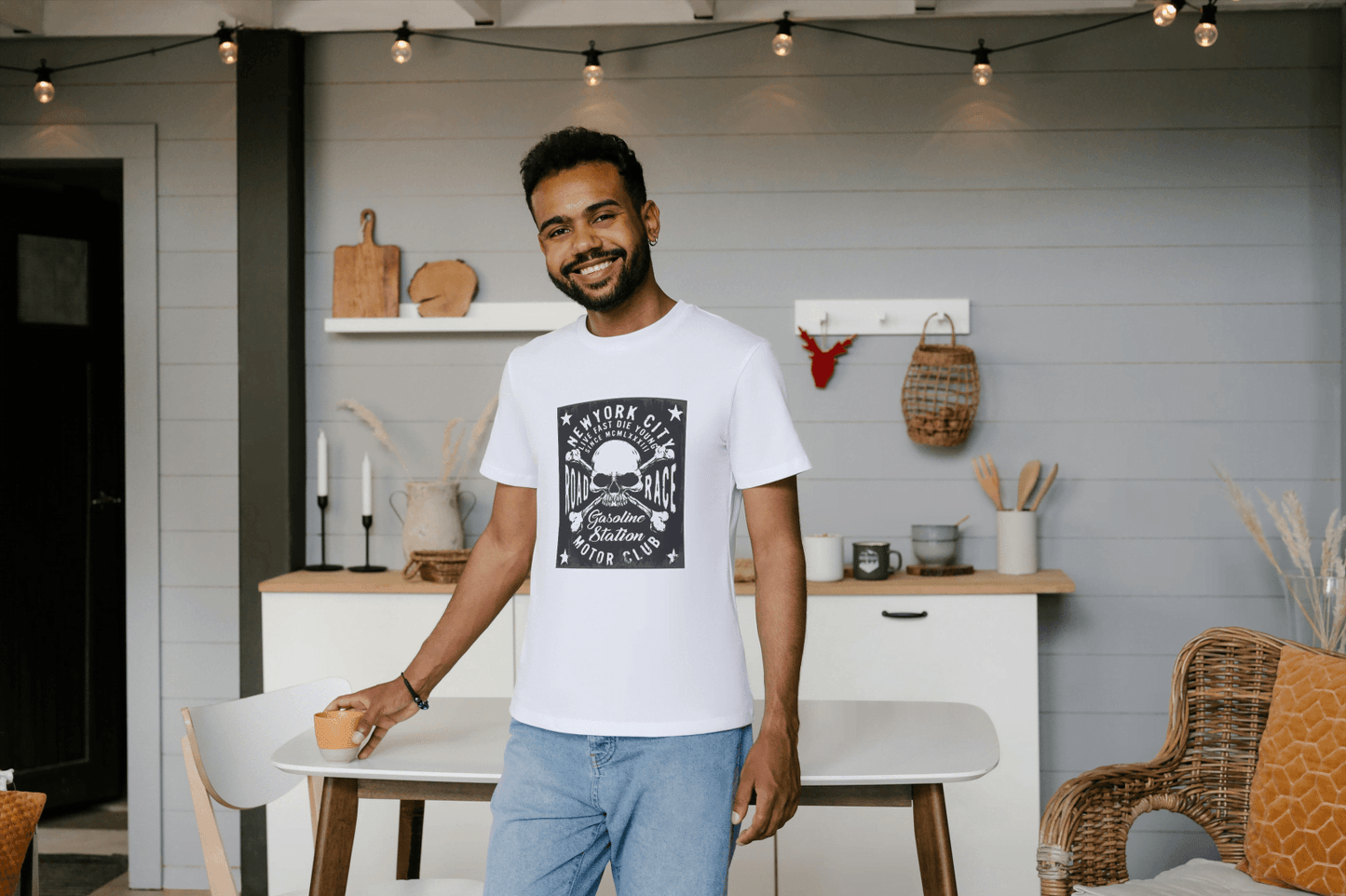New York City Road Race Skull: Motor Club Graphic Tee - Essentia Attire