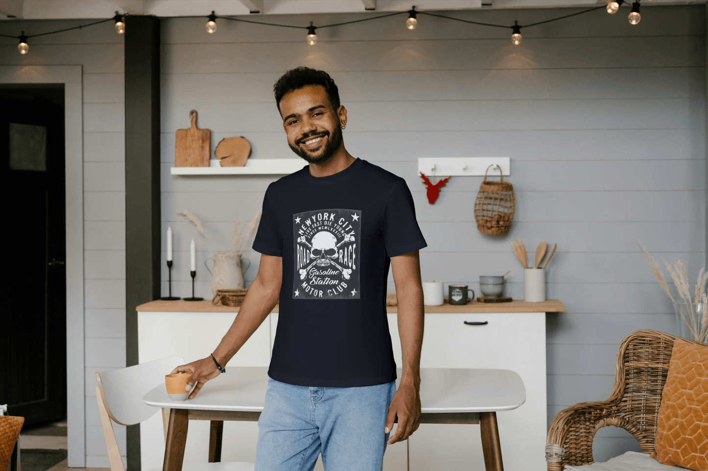 New York City Road Race Skull: Motor Club Graphic Tee - Essentia Attire