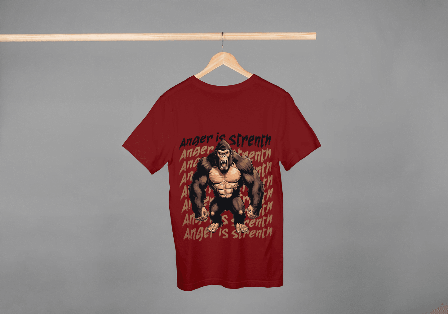 Anger is Strength Gorilla: Powerful Ape Fitness Tee - Essentia Attire
