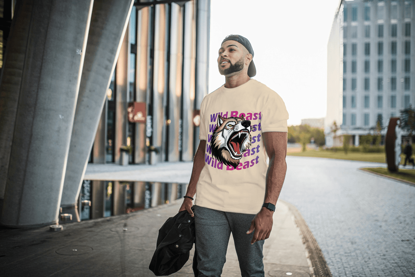 Wild Beast Wolf Howl: Aggressive Wolf Gradient Tee - Essentia Attire