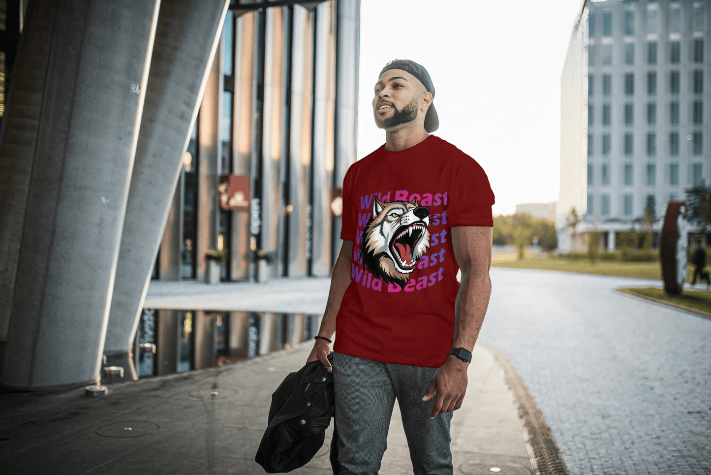 Wild Beast Wolf Howl: Aggressive Wolf Gradient Tee - Essentia Attire