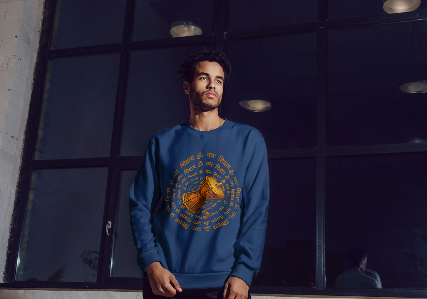 Sacred Damru Music Instrument Sweatshirt | Hindu Devotional Wear & Religious Gift