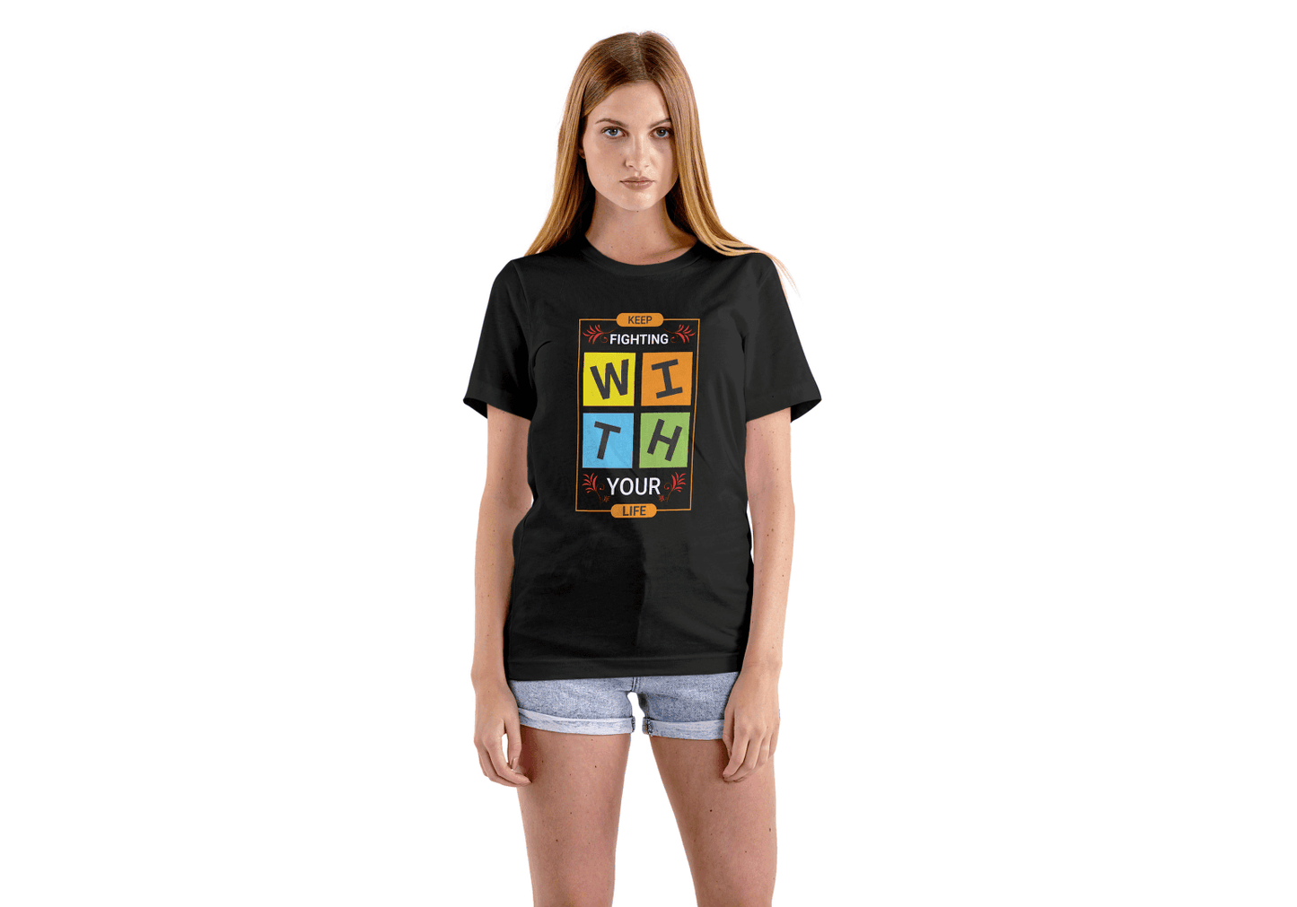 Black Motivational Fighter: Life's Challenges Design - Essentia Attire