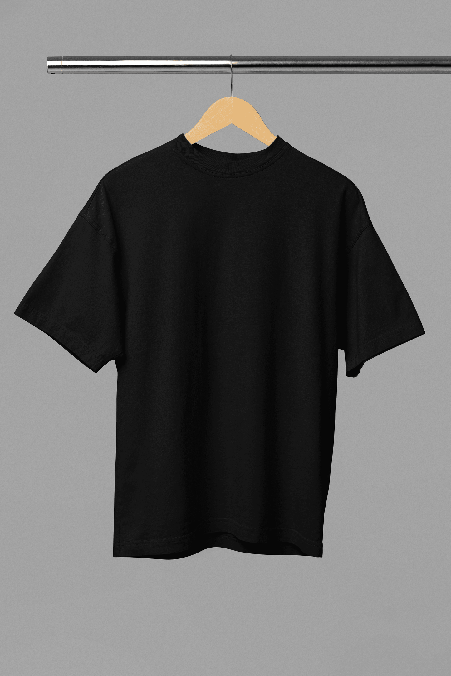 Black Oversized Plain Half-Sleeve: Unisex Drop-shoulder T-Shirt - Essentia Attire