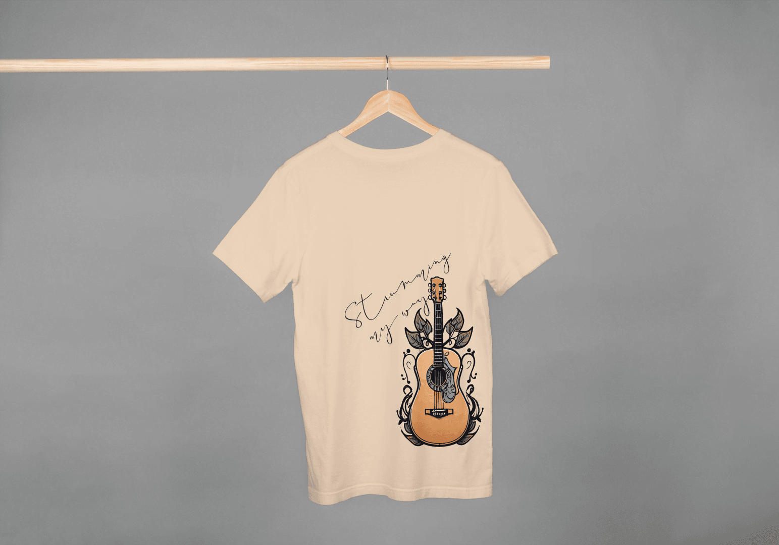 Acoustic Guitar & Leaves: Music Lover Tee - Essentia Attire