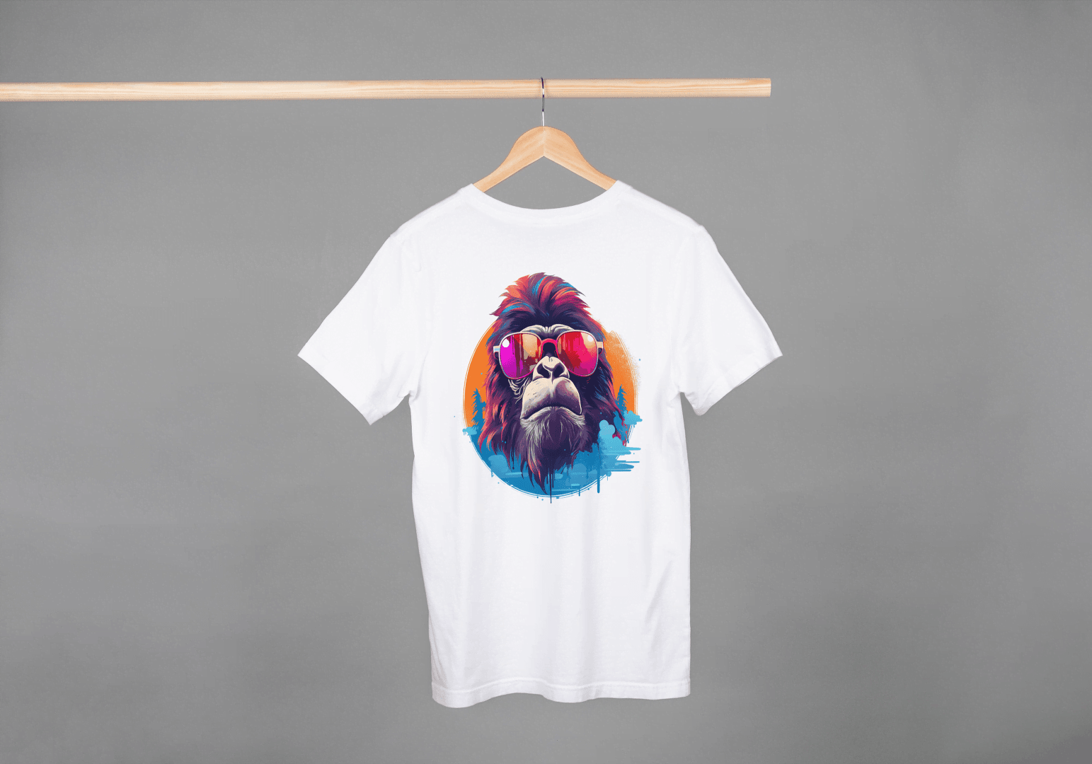 Cool Gorilla Sunglasses: Vibrant Animal Graphic Tee - Essentia Attire