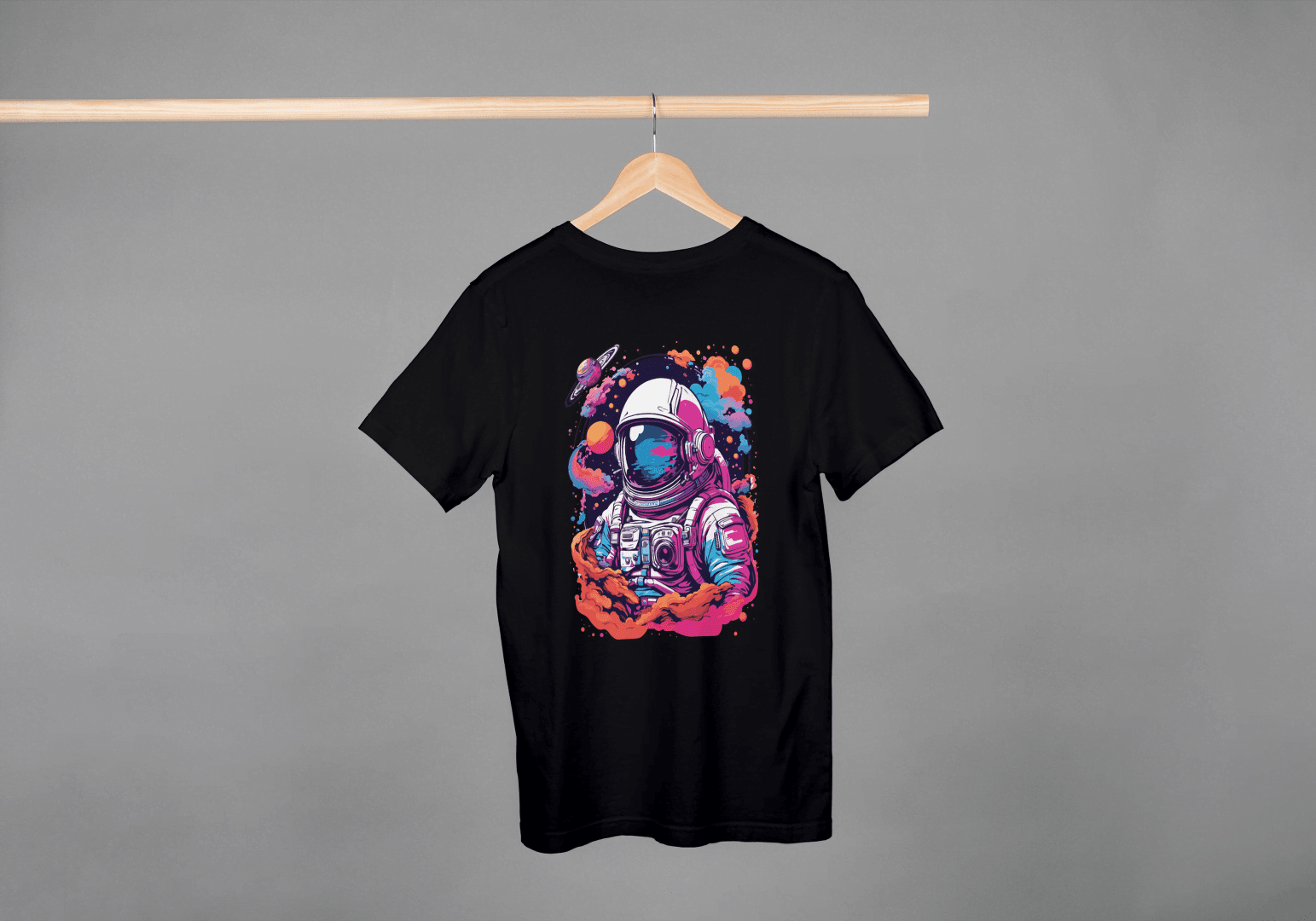 Vibrant Astronaut Space: Cosmic Dream Graphic Tee - Essentia Attire