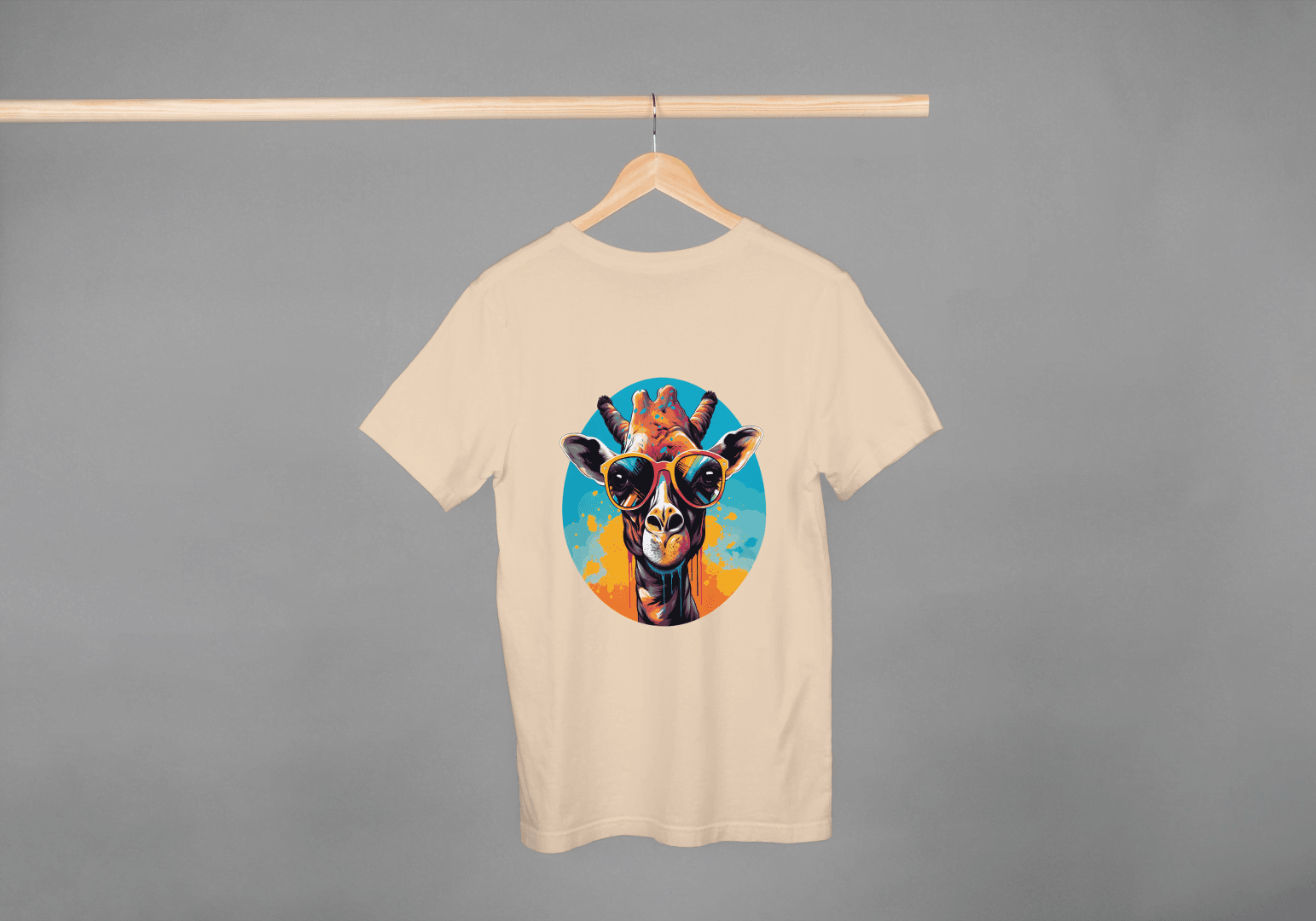 Cool Giraffe Sunglasses: Vibrant Animal Graphic Tee - Essentia Attire