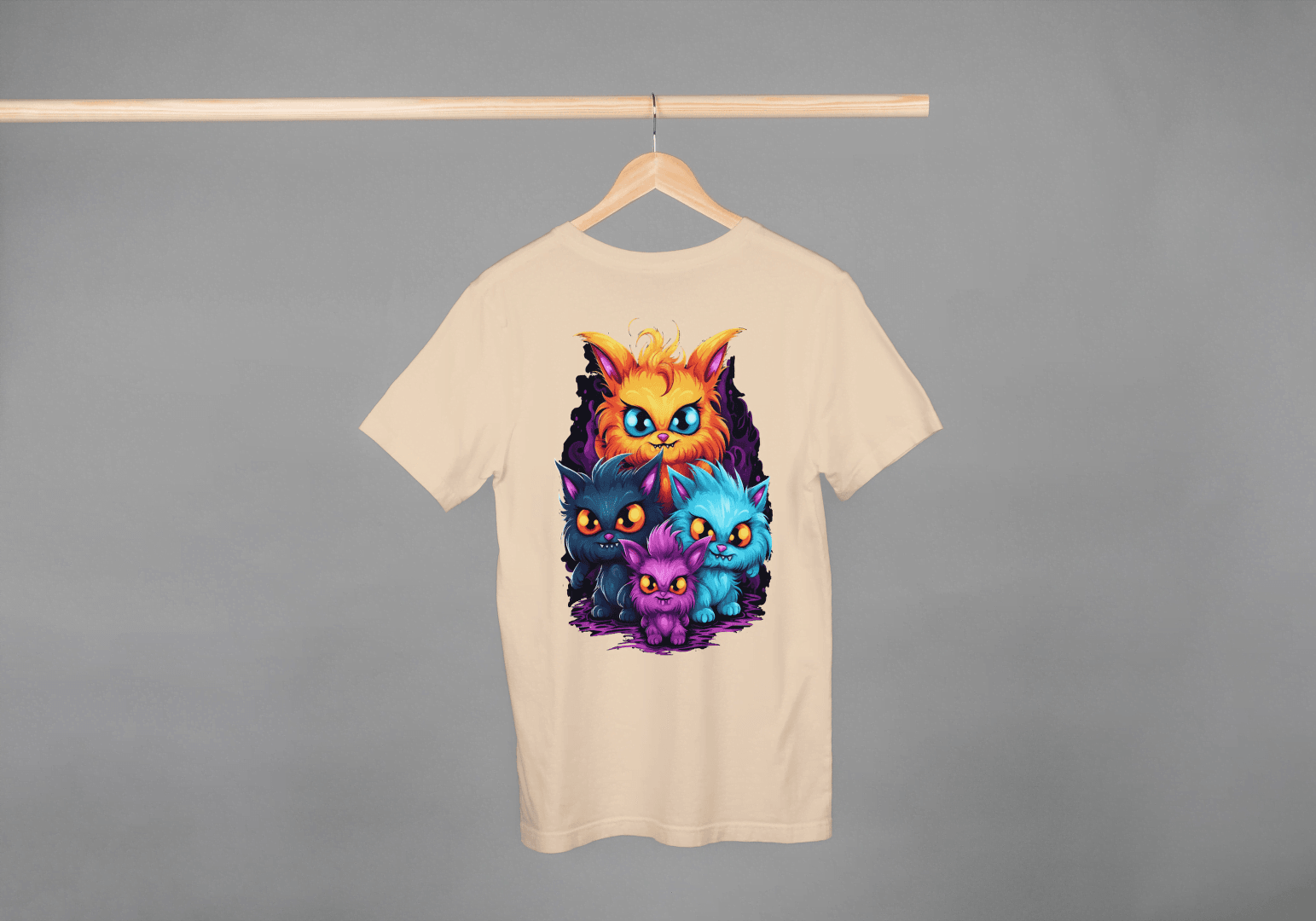 Vibrant Fantasy Cat Family: Cute Magical Kittens Tee - Essentia Attire