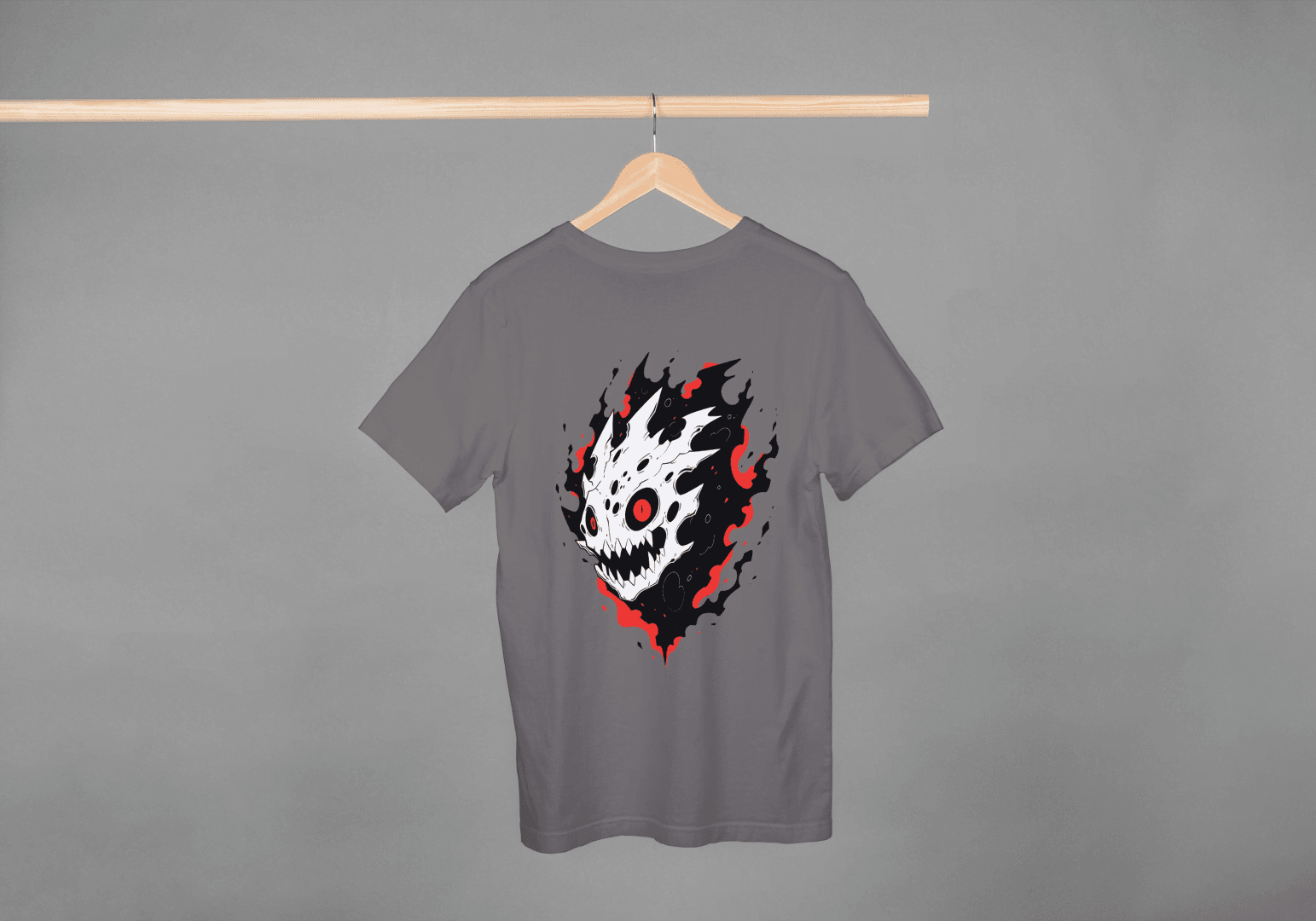 Fiery Skull Graphic: Edgy Demon Skull Tee - Essentia Attire