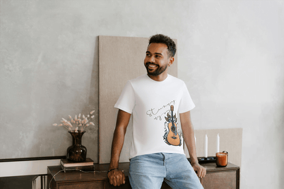 Acoustic Guitar & Leaves: Music Lover Tee - Essentia Attire