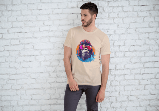 Cool Gorilla Sunglasses: Vibrant Animal Graphic Tee - Essentia Attire