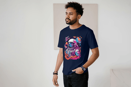 Vibrant Astronaut Space: Cosmic Dream Graphic Tee - Essentia Attire