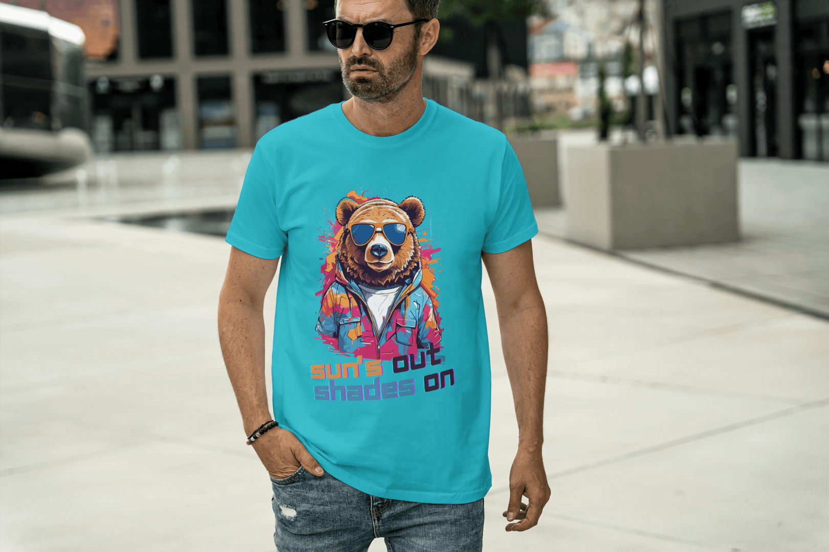 Sun's Out Shades On Bear Tee - Essentia Attire