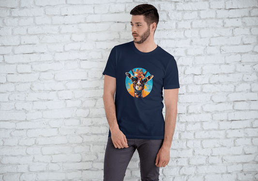 Cool Giraffe Sunglasses: Vibrant Animal Graphic Tee - Essentia Attire