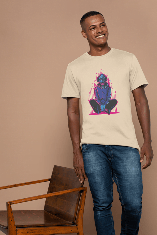 Neon Skull with Headphones: Vaporwave Aesthetic Tee - Essentia Attire