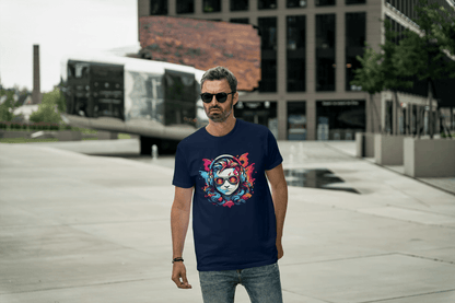 Vibrant Headphones Skull: Urban DJ Graphic Tee - Essentia Attire