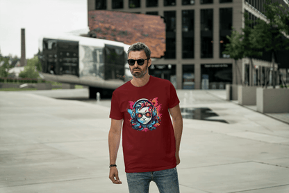 Vibrant Headphones Skull: Urban DJ Graphic Tee - Essentia Attire